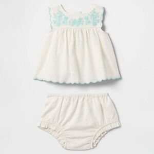 NWT Baby Gap Girl's Cotton Linen Summer Outfit Set White  12-18 M